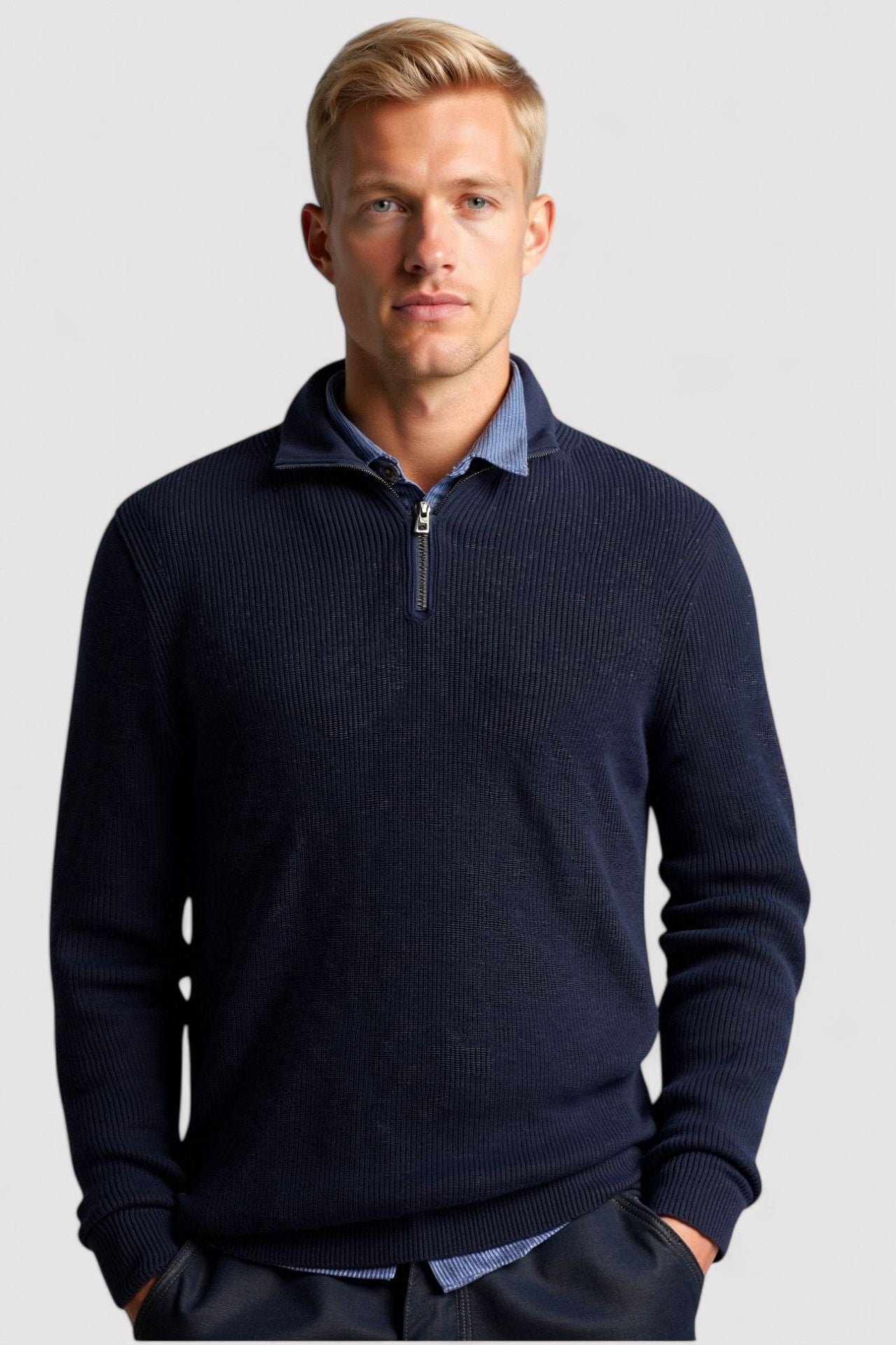 Gallucci Classic Knitted Wool Zip Sweater