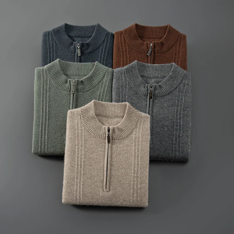 Gallucci Pure Cashmere Ribbed Half Zip