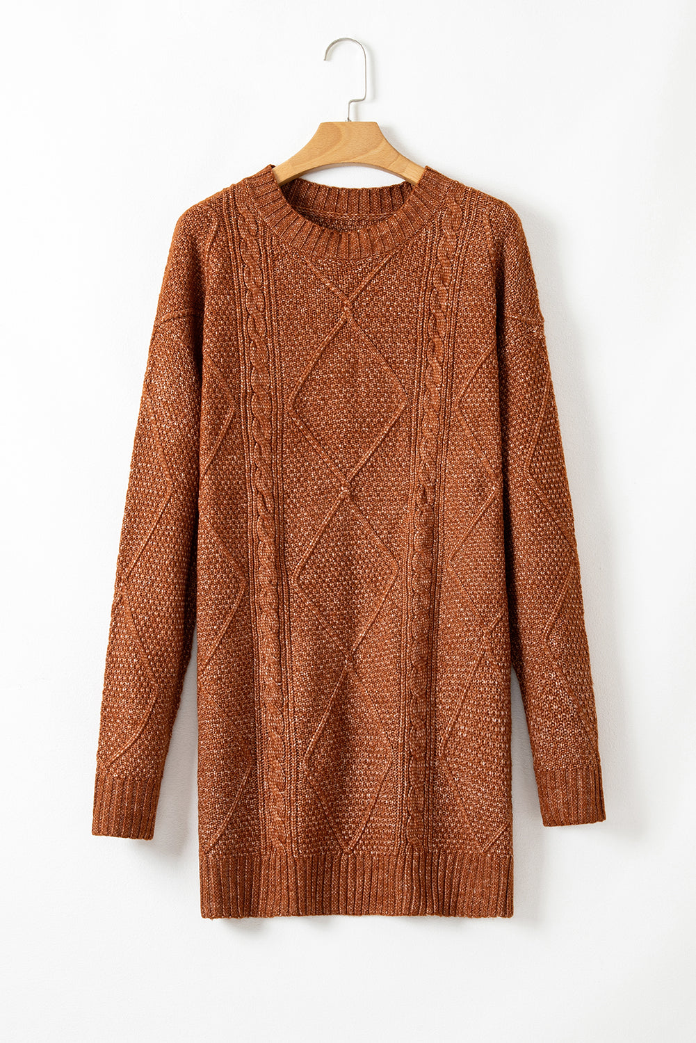 Cable Knit Drop Shoulder Loose Fit Sweater