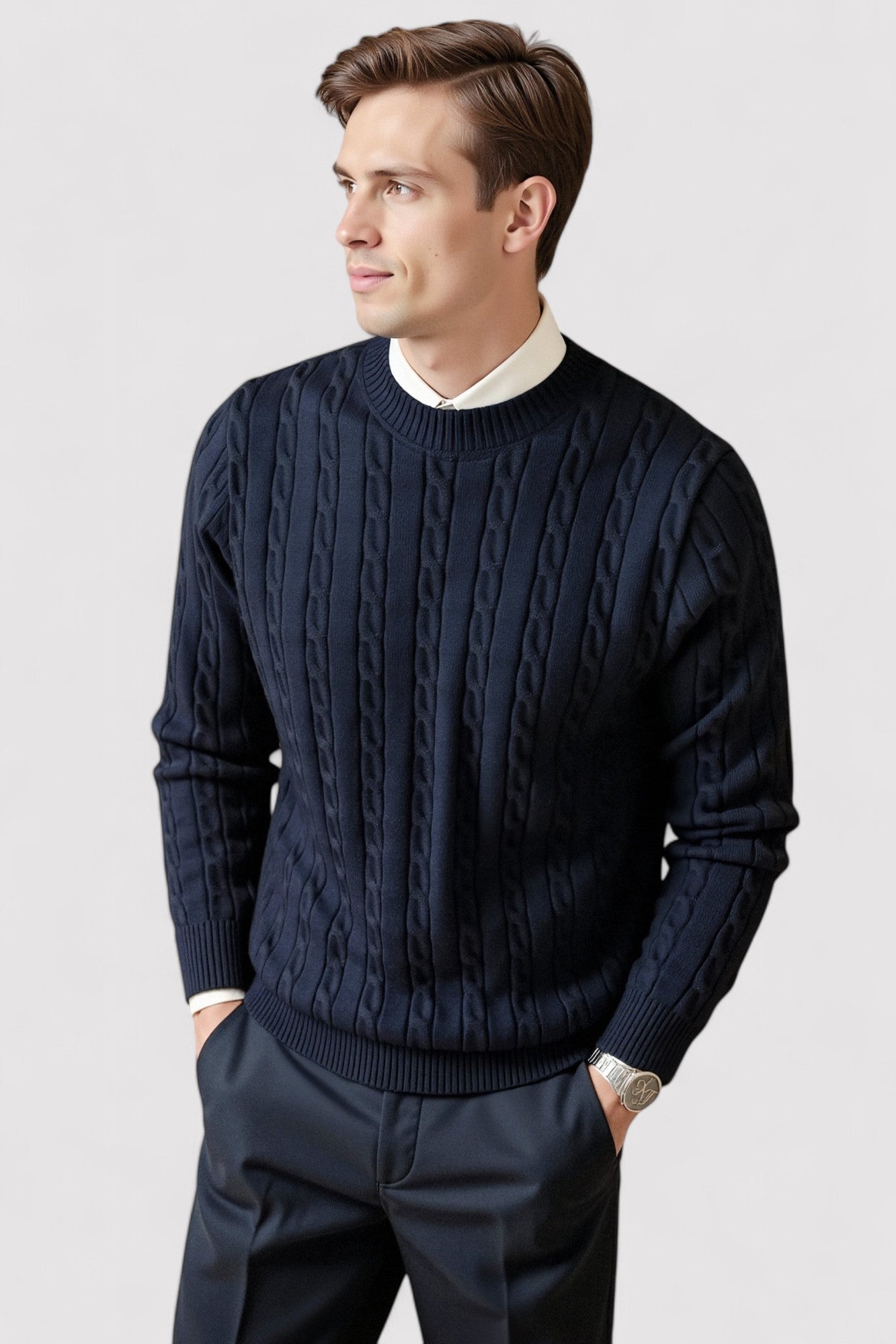 Gallucci O-neck Cable Knitted Pullover