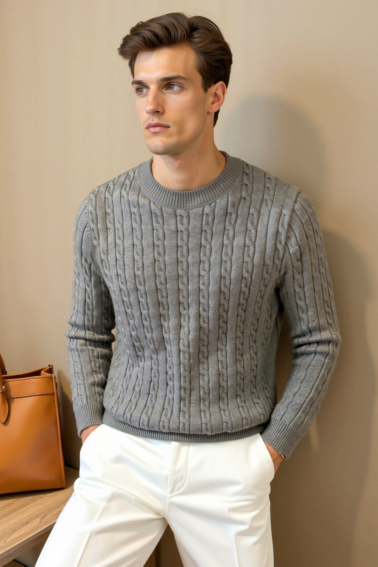 Gallucci O-neck Cable Knitted Pullover