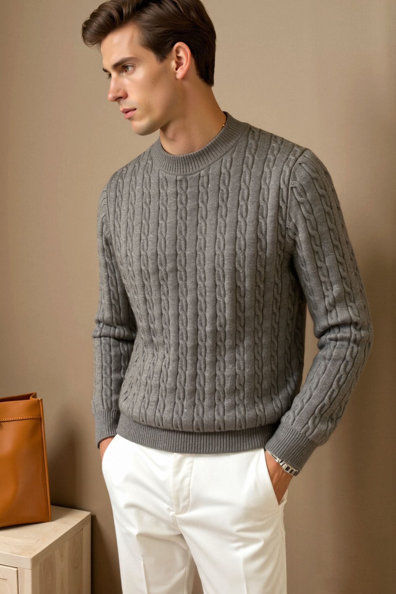 Gallucci O-neck Cable Knitted Pullover