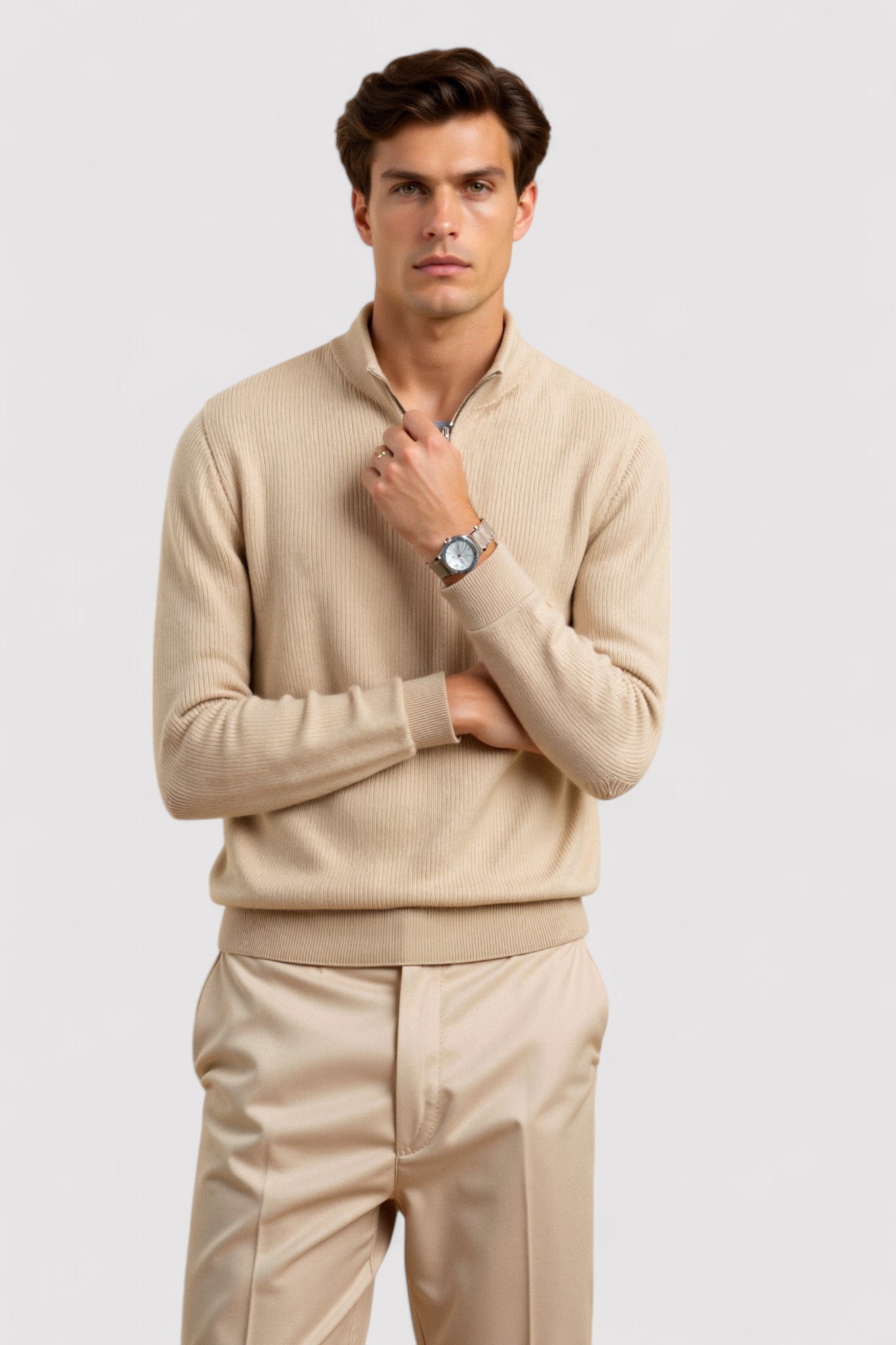 Gallucci Classic Knitted Wool Zip Sweater