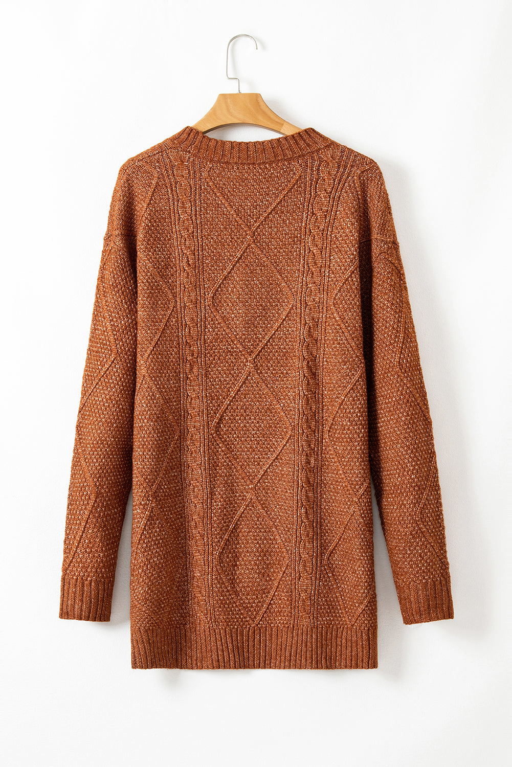 Cable Knit Drop Shoulder Loose Fit Sweater