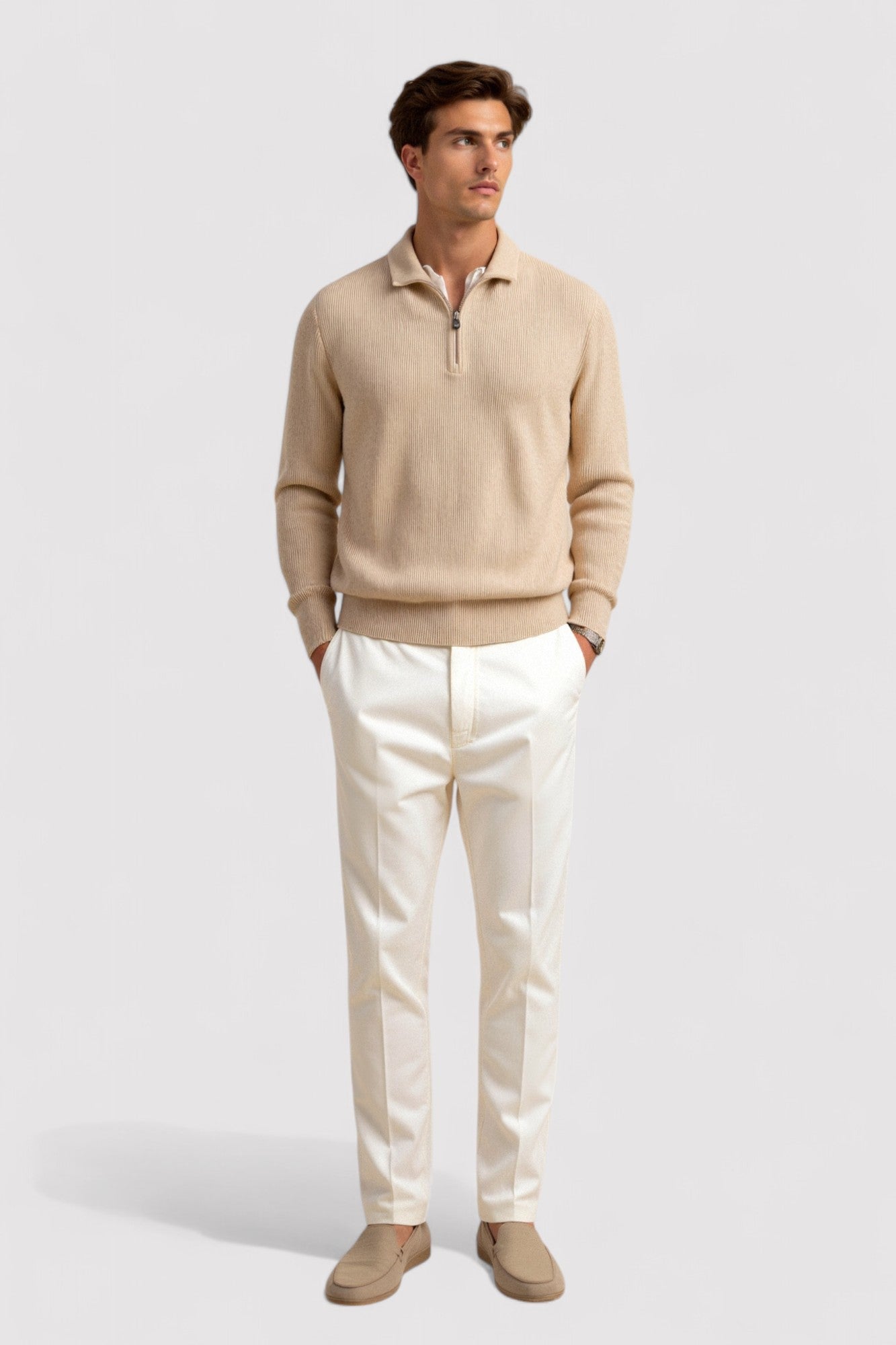 Gallucci Classic Knitted Wool Zip Sweater