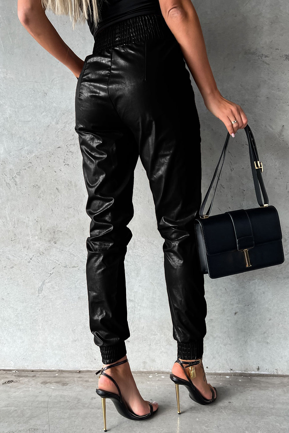 High-Waist Leather Skinny Pants