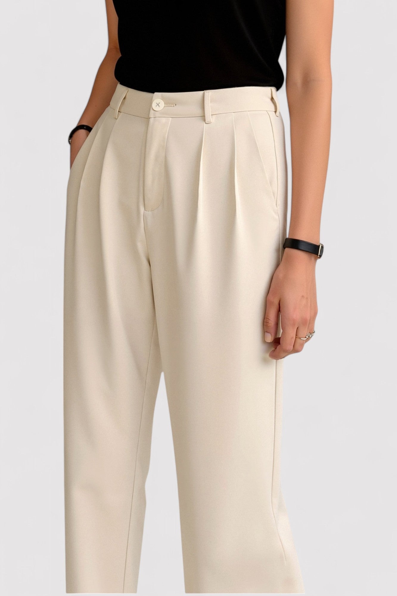 Gallucci Casual High Waist Solid Button Straight Leg Pants