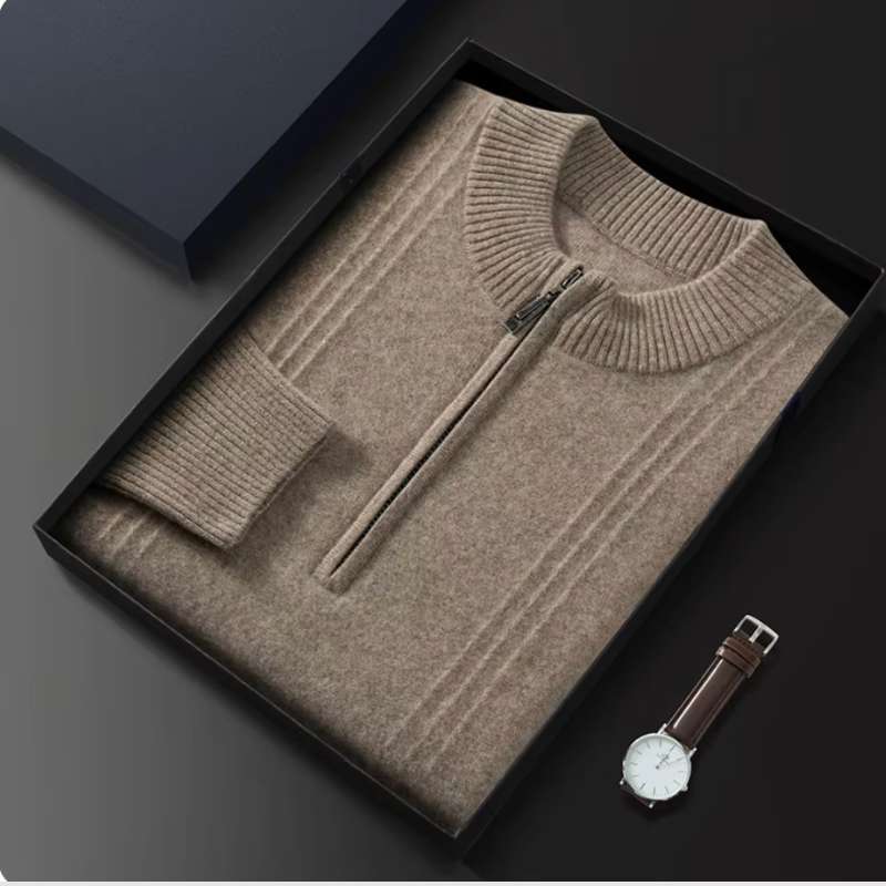 Gallucci Pure Cashmere Ribbed Half Zip