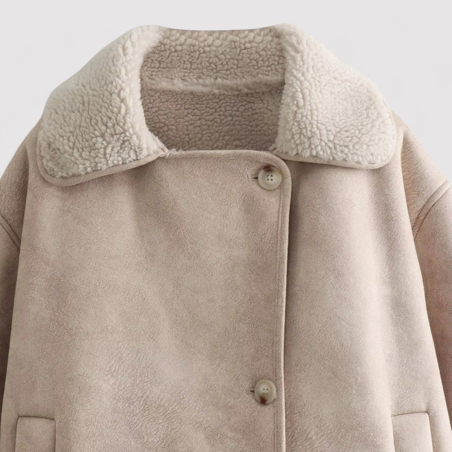 Gallucci Classy Suede Coat Faux Fur Winter Jacket