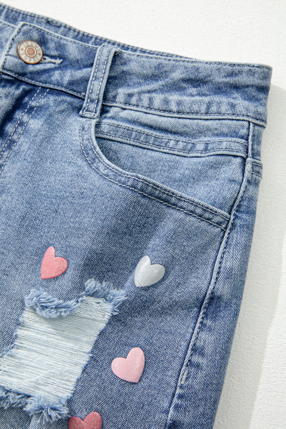 Heart Pattern Denim Mini Skirt