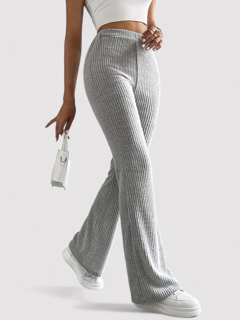 Gallucci Ribbed Flare Leg Trousers with High Waist