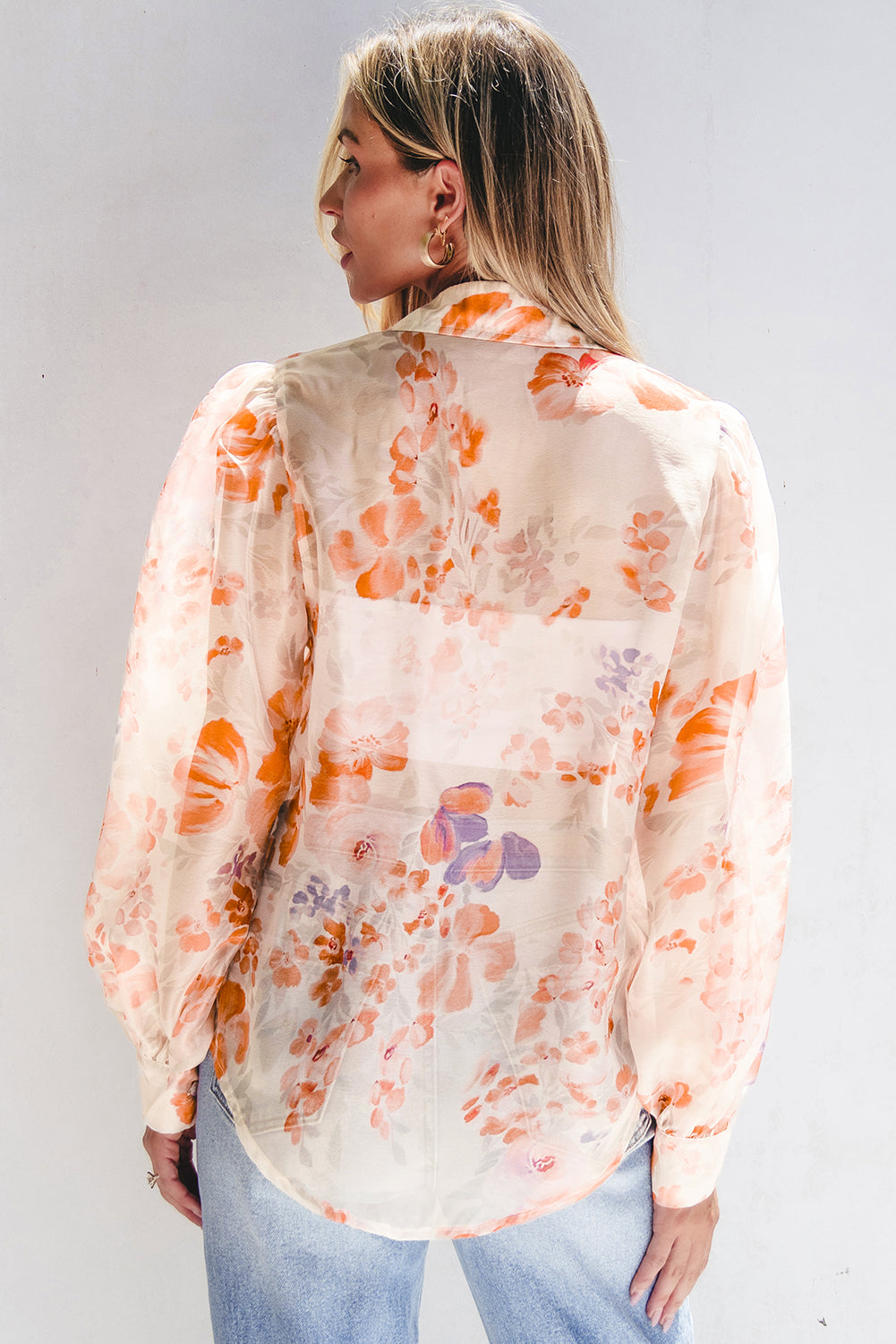 Floral Collared Balloon Loose Blouse