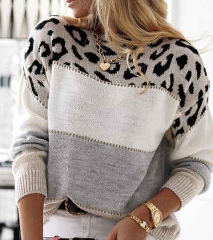 Luna™ | Colorblock Leopard Sweater