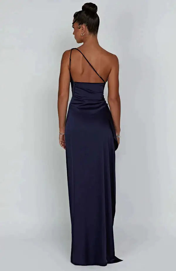 Gallucci Satin One-Shoulder Sexy Prom Dress